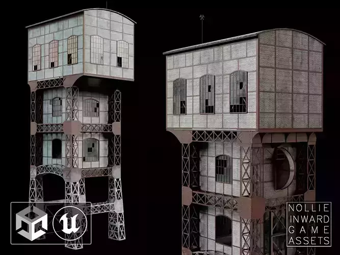 Coal Mine Shaft Tower - KWK Polska I Low-poly 3D model