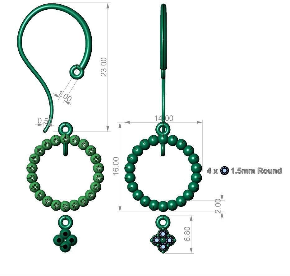 Lumpy Flowers Earring II 3D print model_2