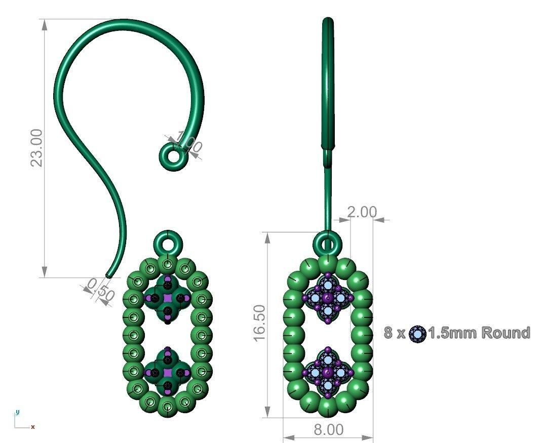 Lumpy Flowers Earring 3D print model_3