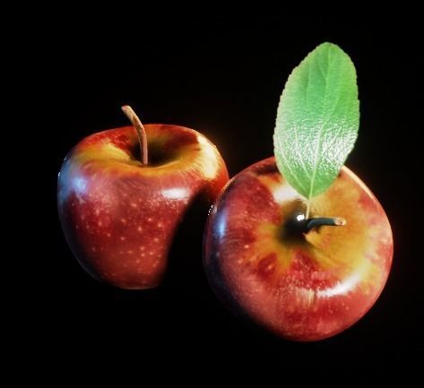 photo realistic rendered 3d apple  Low-poly 3D model_3