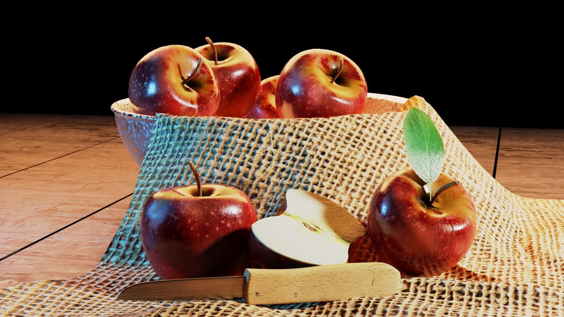 photo realistic rendered 3d apple  Low-poly 3D model_6