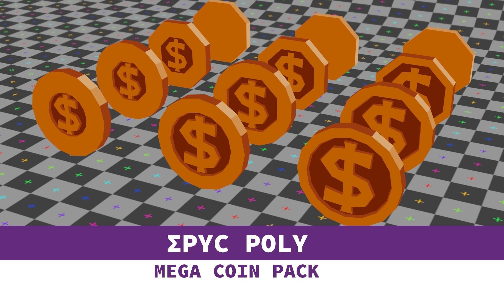 EPIC POLY - Mega Coin Pack With Two Gifts Low-poly 3D model_22