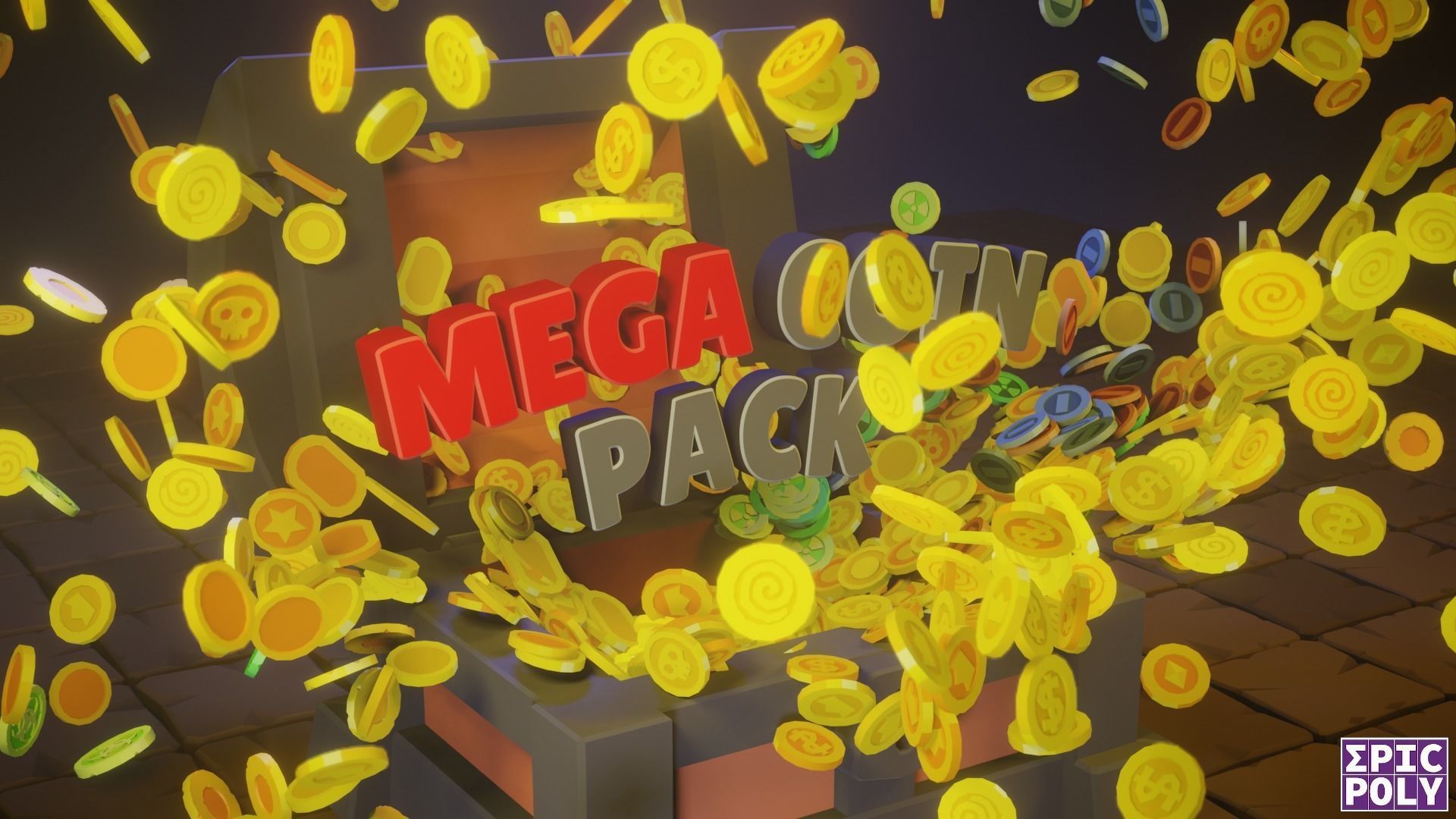 EPIC POLY - Mega Coin Pack With Two Gifts Low-poly 3D model_11