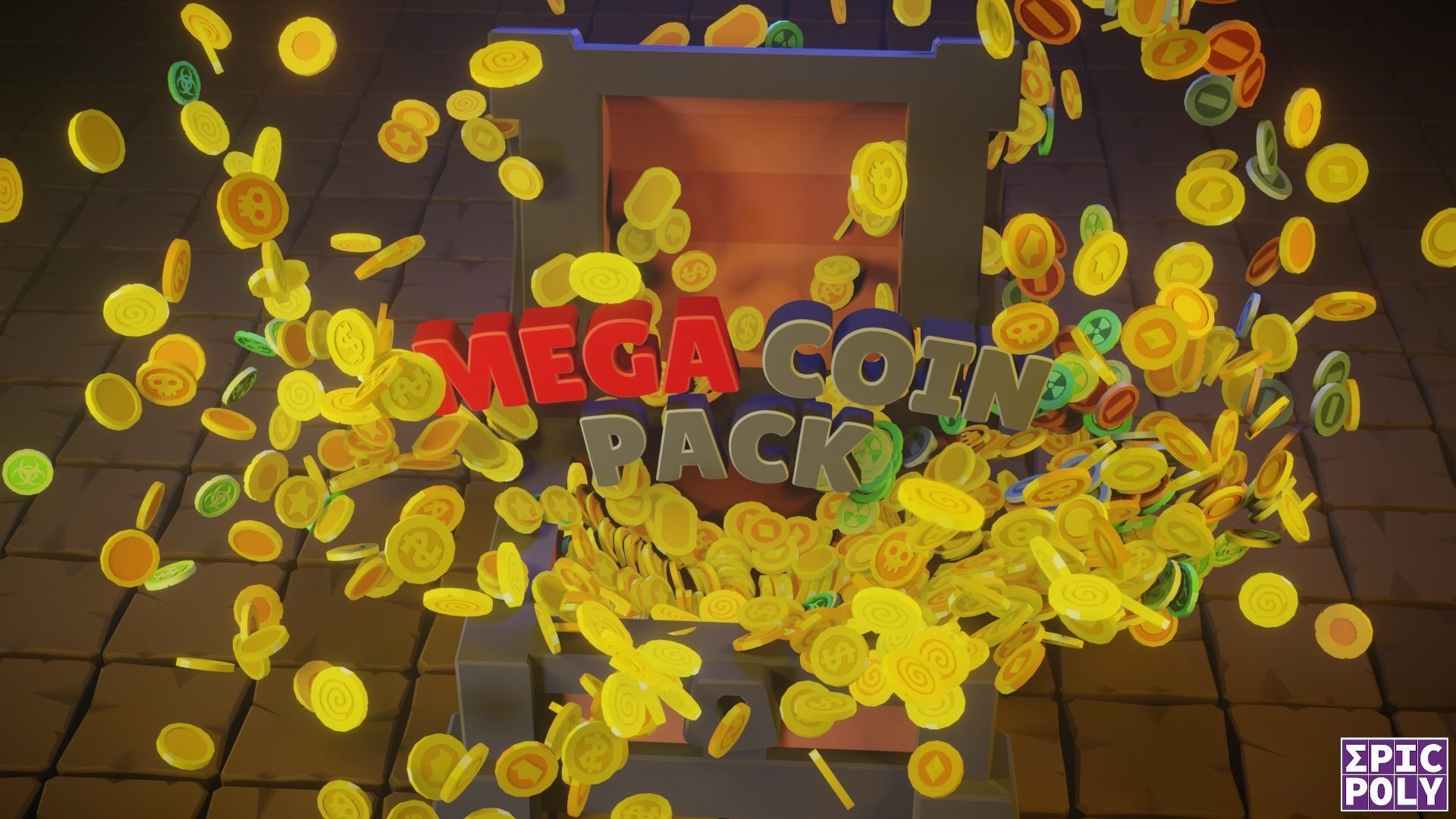 EPIC POLY - Mega Coin Pack With Two Gifts Low-poly 3D model_13