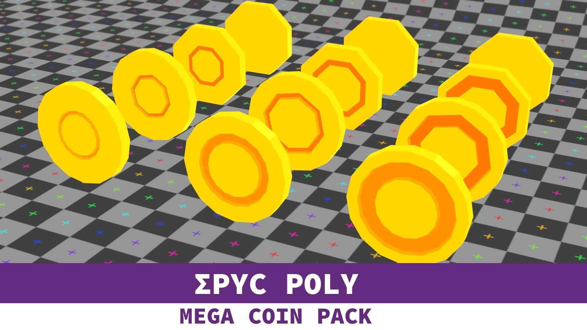 EPIC POLY - Mega Coin Pack With Two Gifts Low-poly 3D model_45