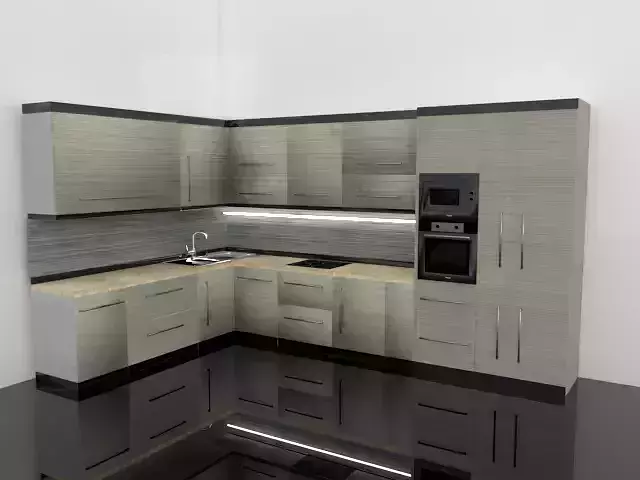 Kitchen modern with cabinets and stainless steel appliances