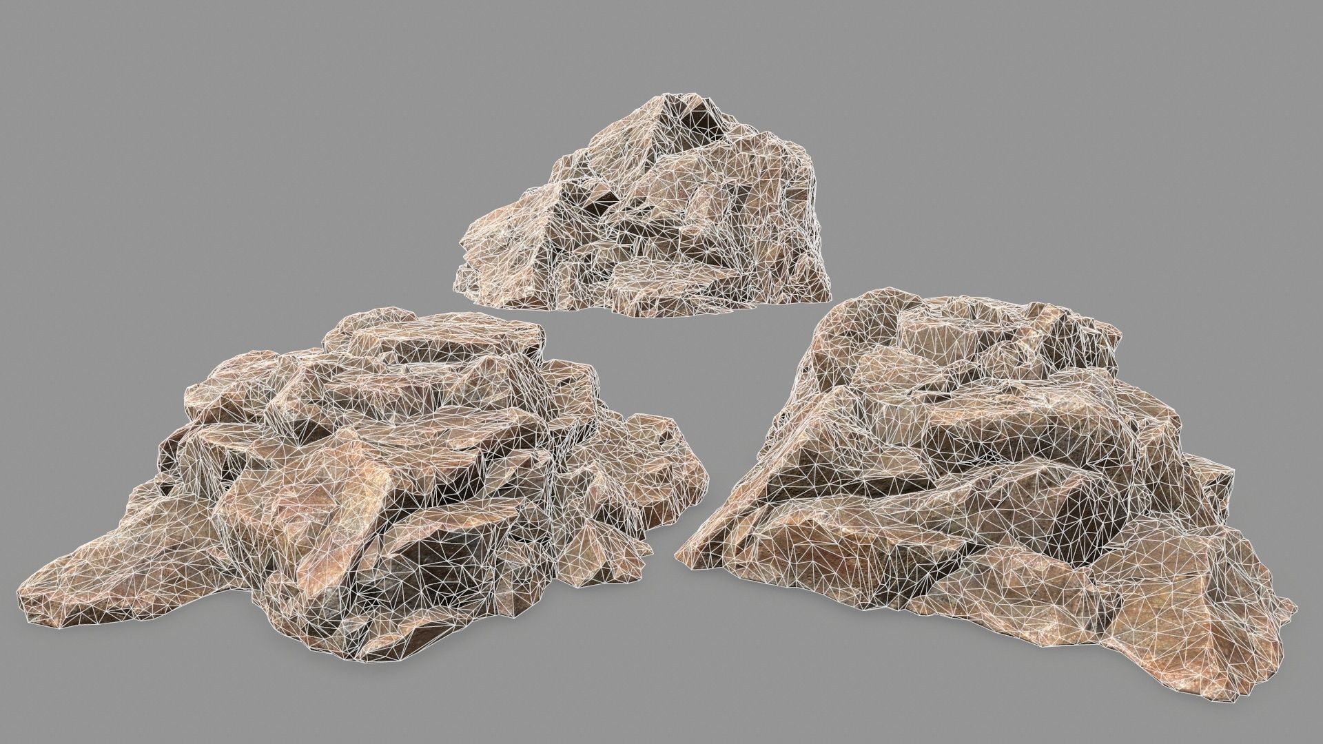 Rock Set mountain of rocks Low-poly 3D model_2