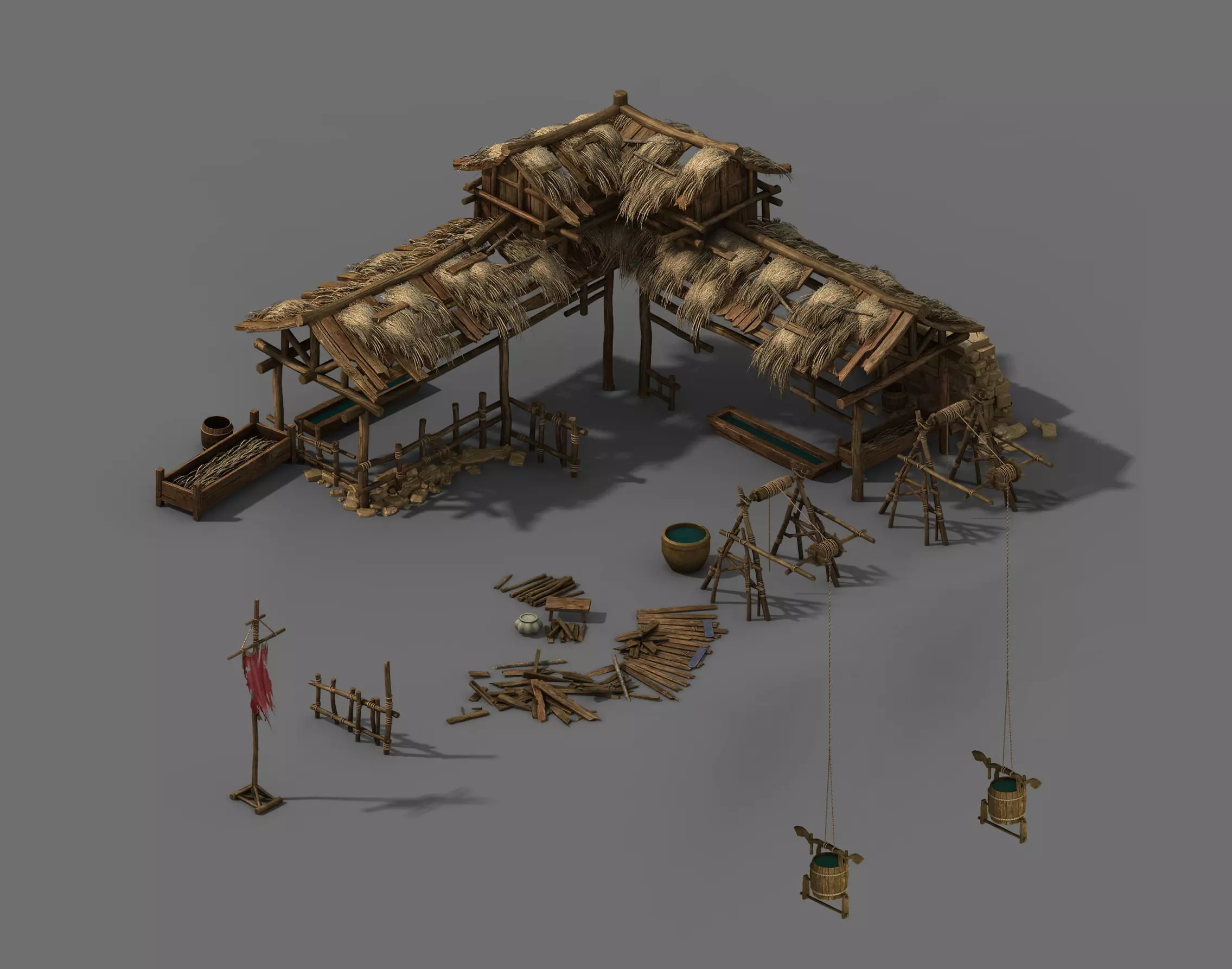 City Building - Pig Farm 3D model_0