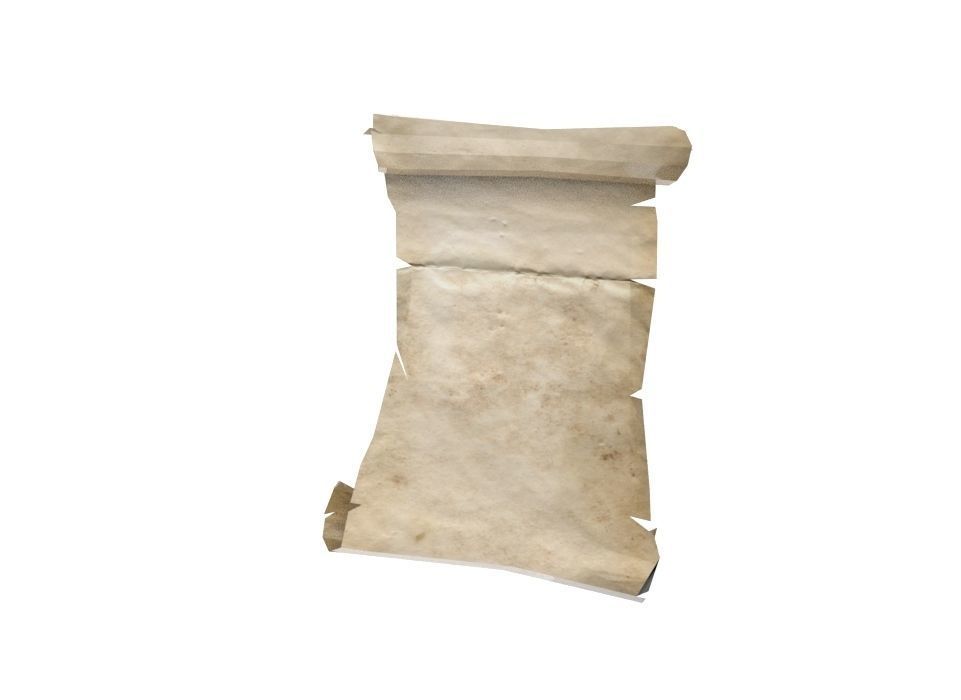  Antique scroll of parchment in three versions with scuffs Low-poly 3D model_4