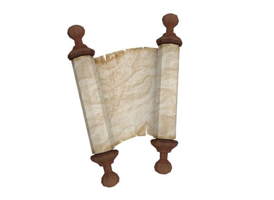  Antique scroll of parchment in three versions with scuffs Low-poly 3D model_3