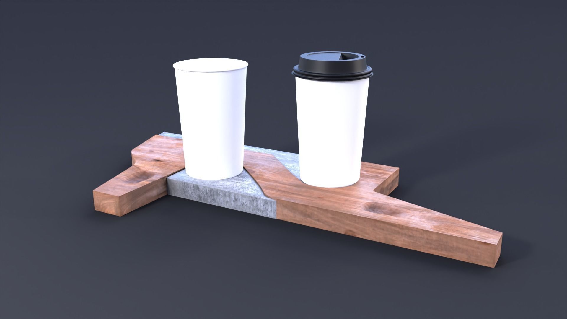 Cafe for two Low-poly 3D model_1