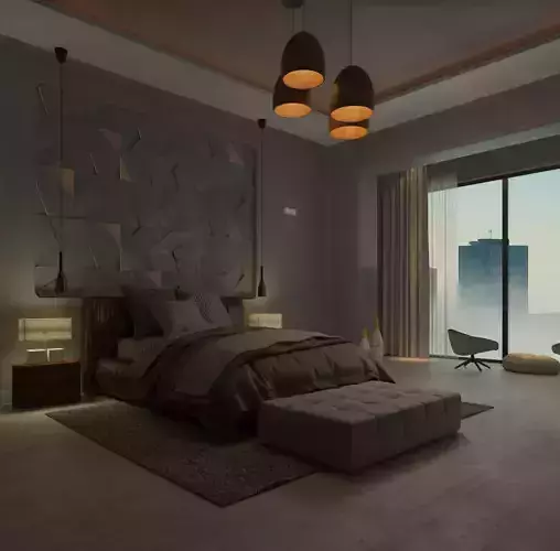  bedroom design Low-poly 3D model