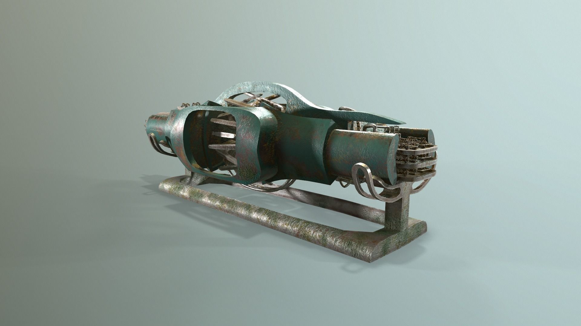 Old Rusted Generator Low-poly 3D model_1