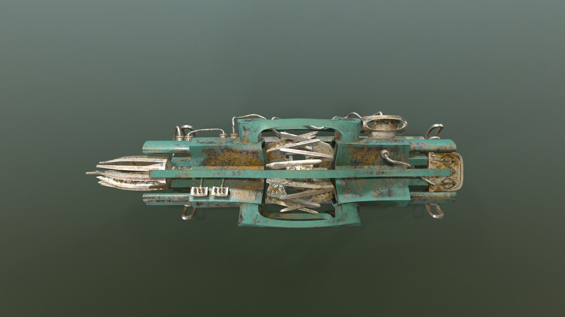 Old Rusted Generator Low-poly 3D model_8