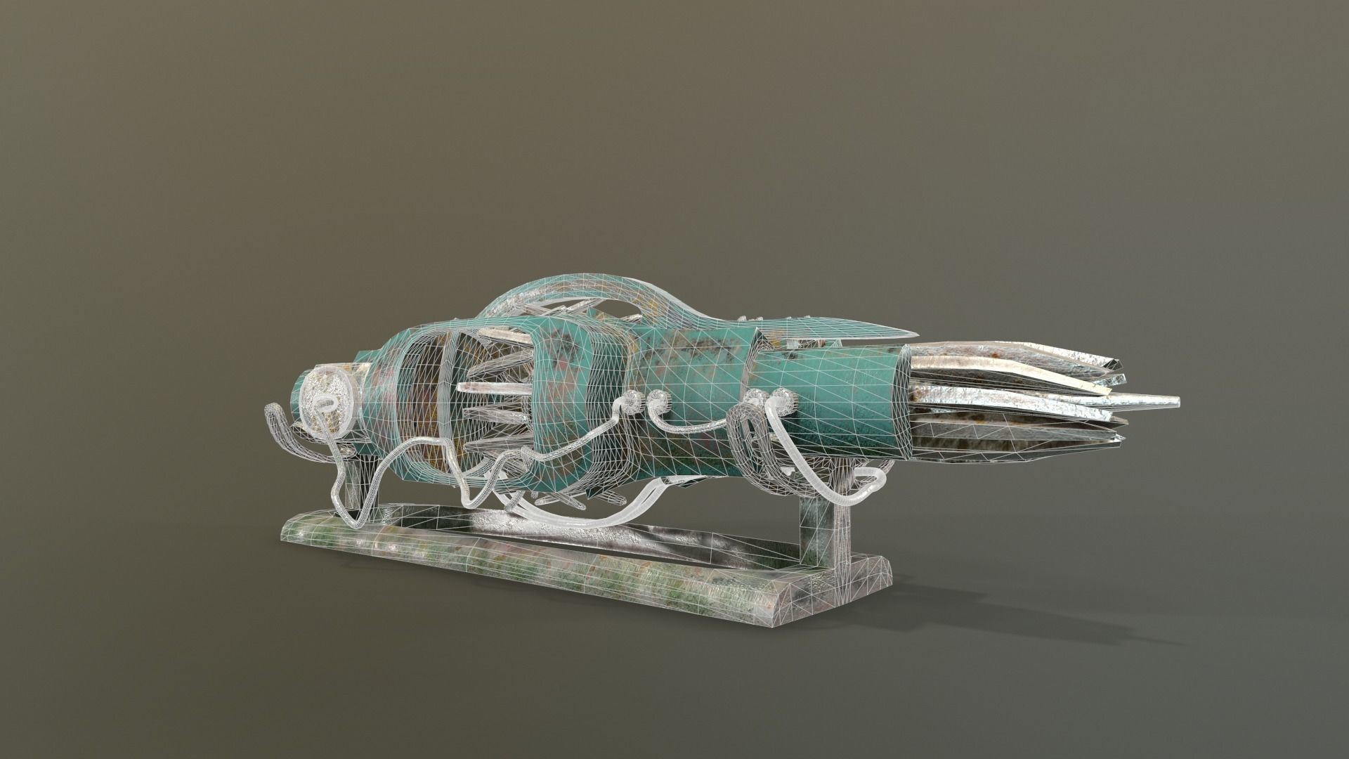 Old Rusted Generator Low-poly 3D model_3