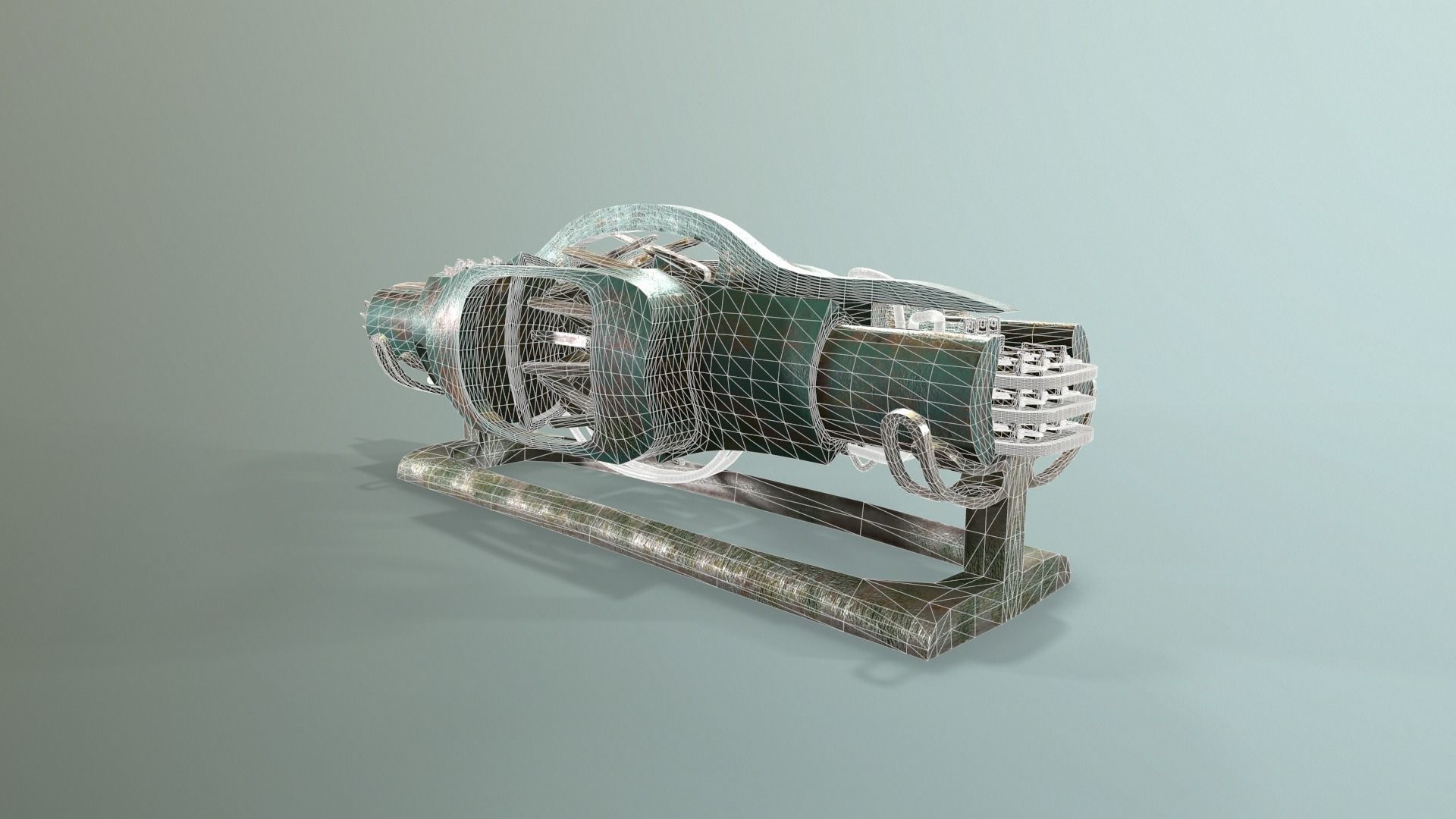 Old Rusted Generator Low-poly 3D model_2