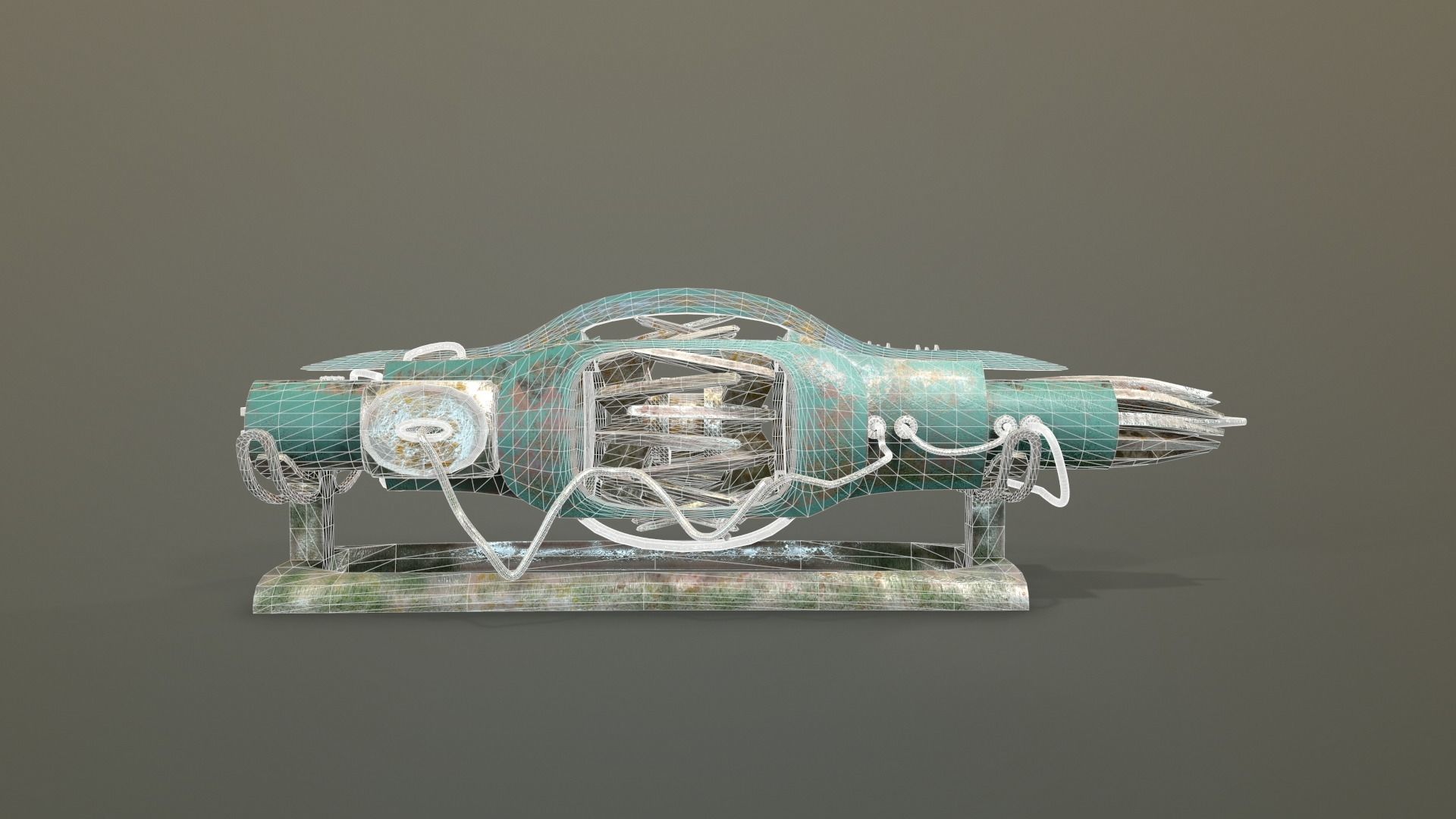 Old Rusted Generator Low-poly 3D model_5