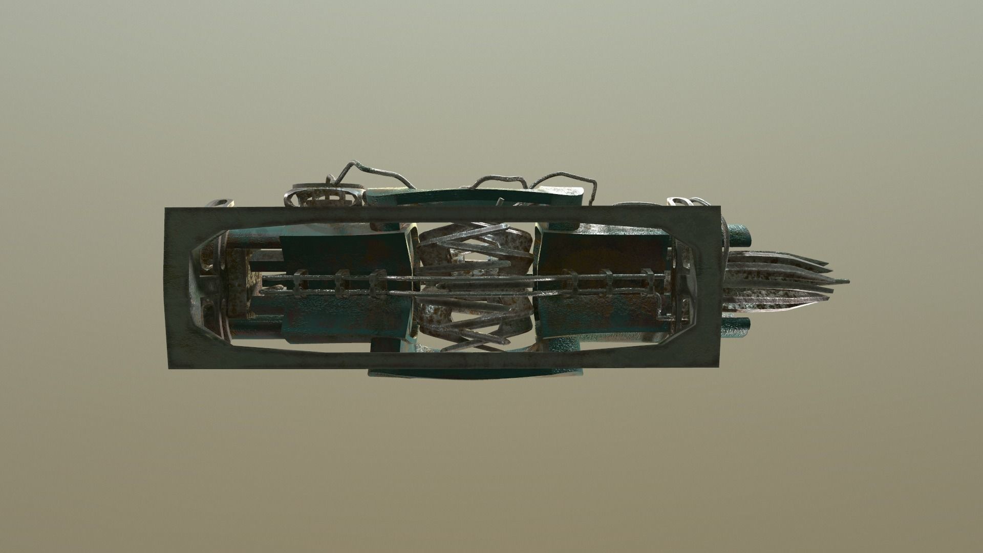 Old Rusted Generator Low-poly 3D model_7