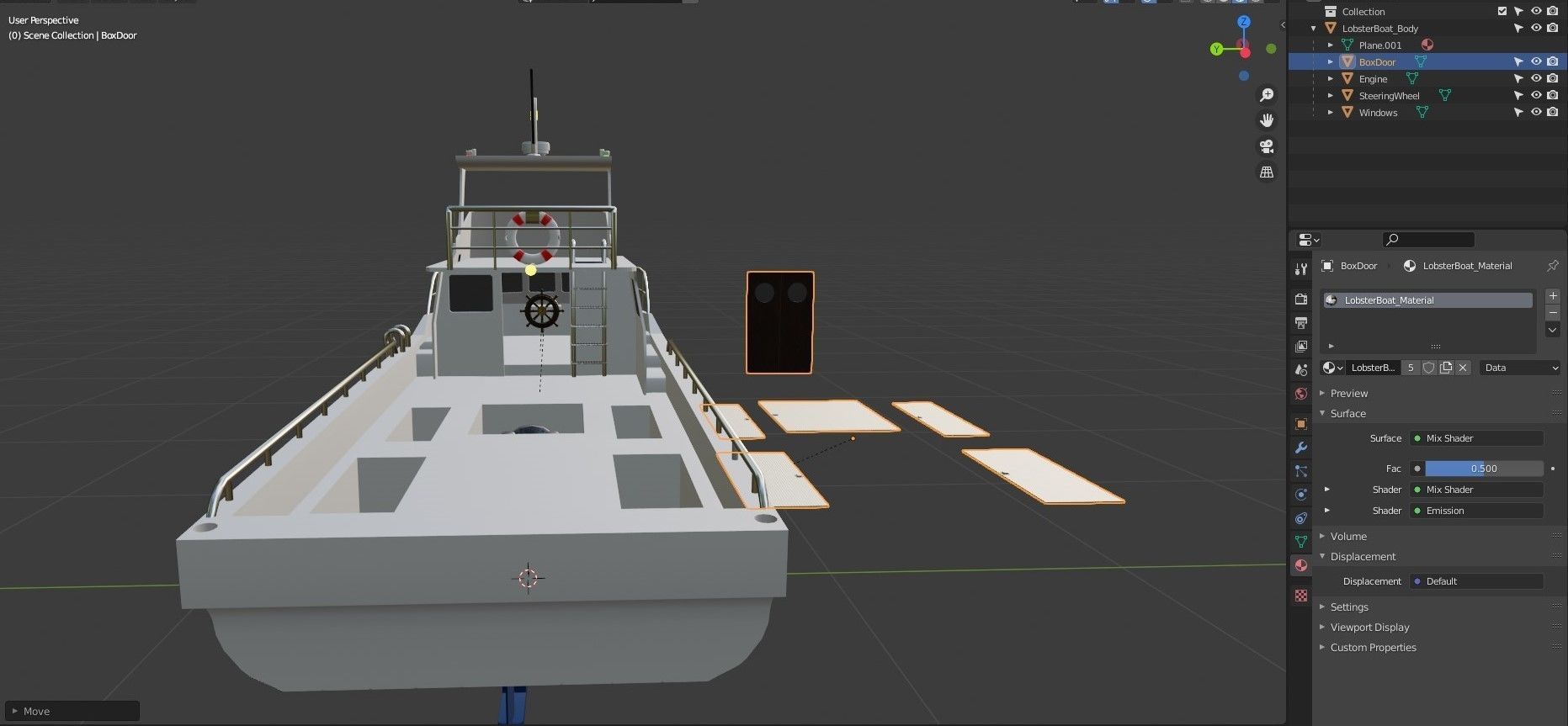 Lobster Boat Low-poly 3D model_9