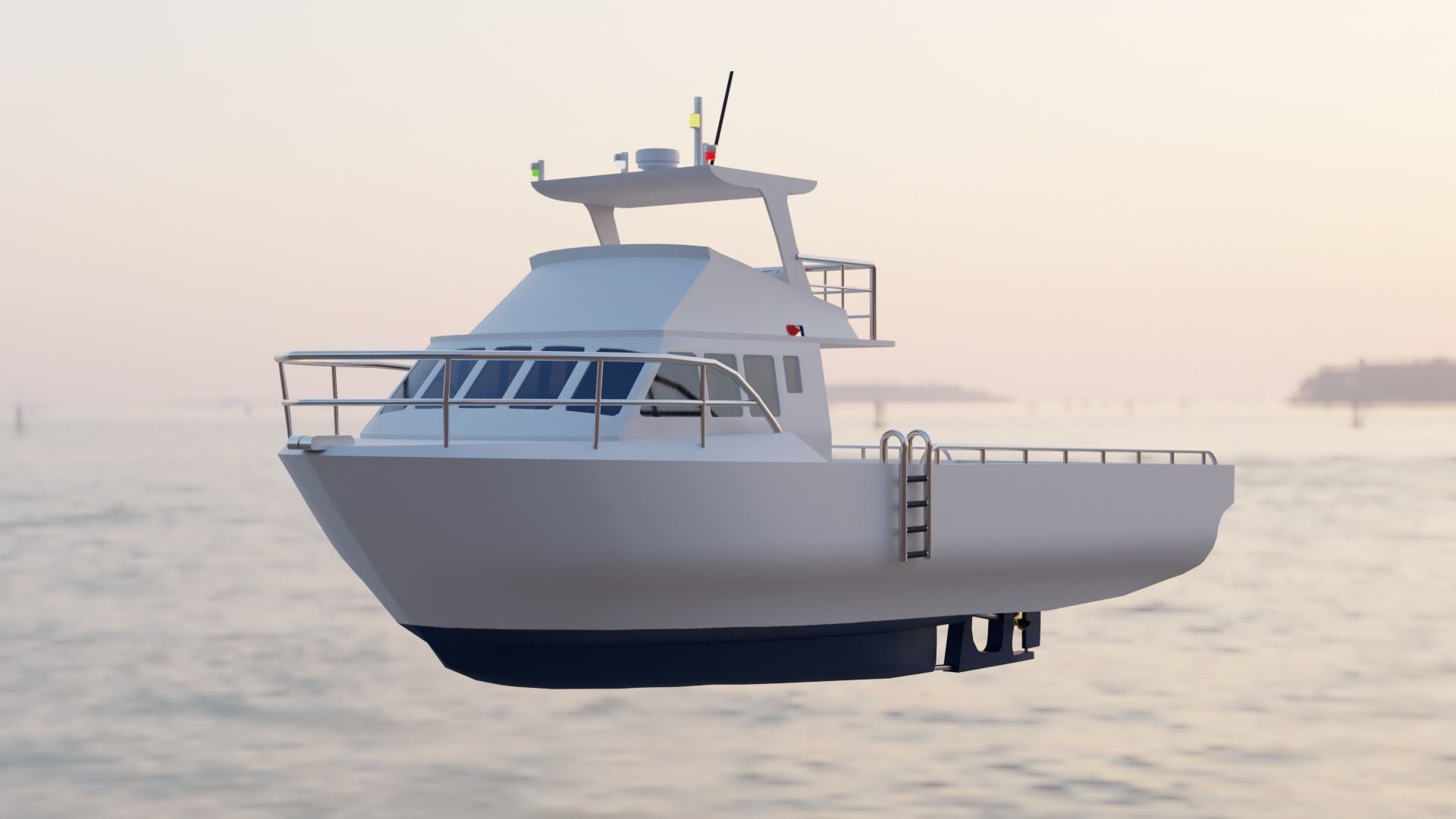 Lobster Boat Low-poly 3D model_1