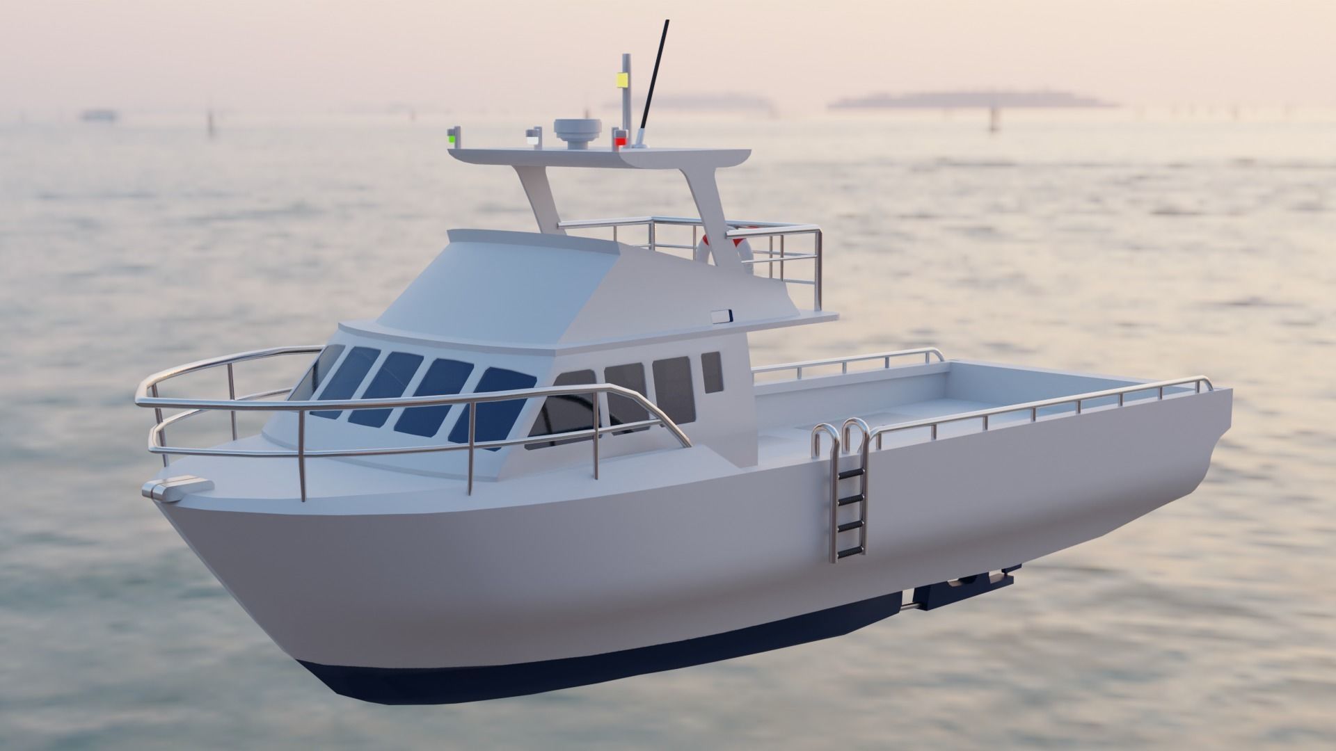 Lobster Boat Low-poly 3D model_2