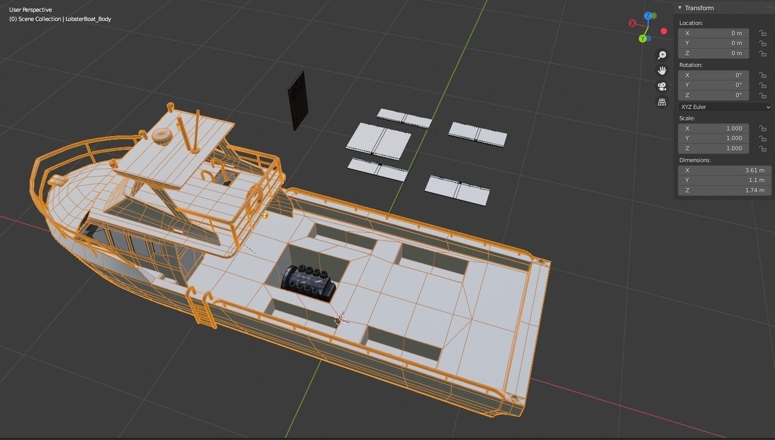 Lobster Boat Low-poly 3D model_8