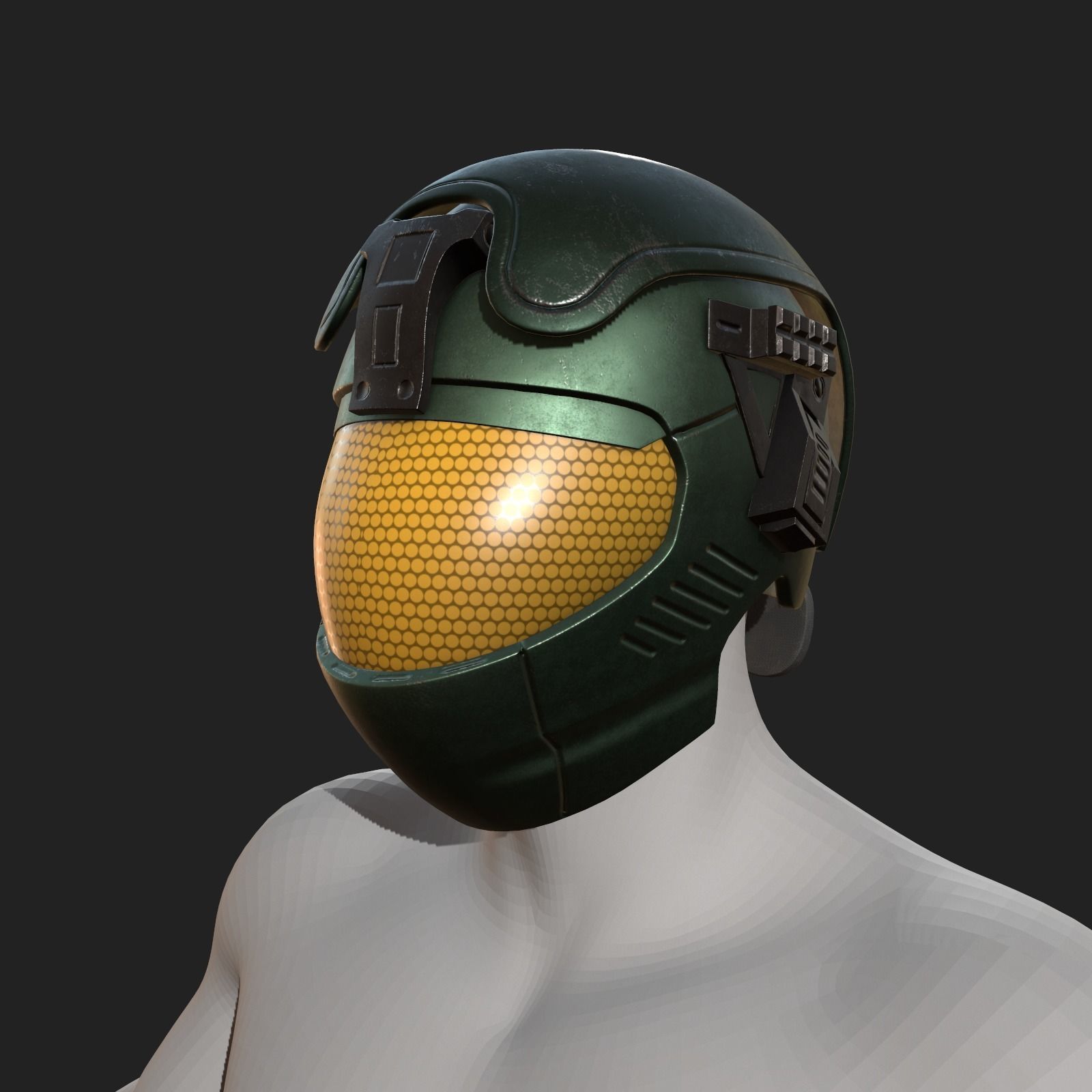 Helmet scifi military futuristic technology cyborg artfiction Low-poly 3D model_2