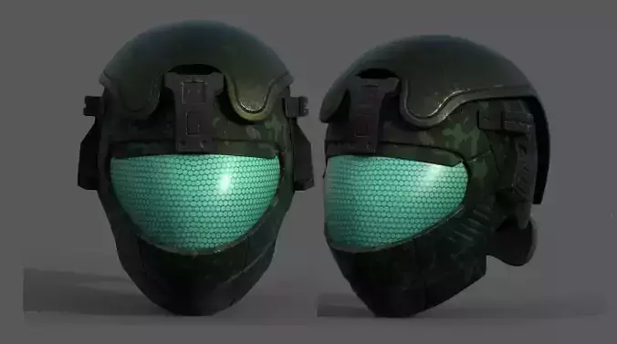 Helmet scifi military combat 3d model low poly 