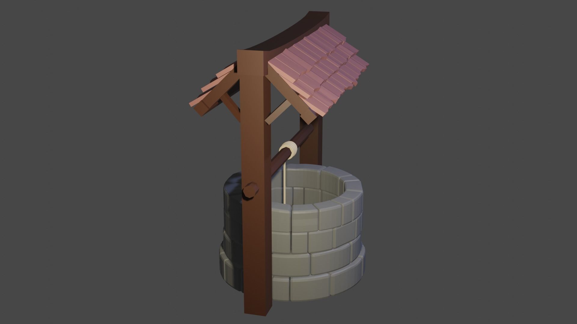 Simple well - 4 materials  3D model_1