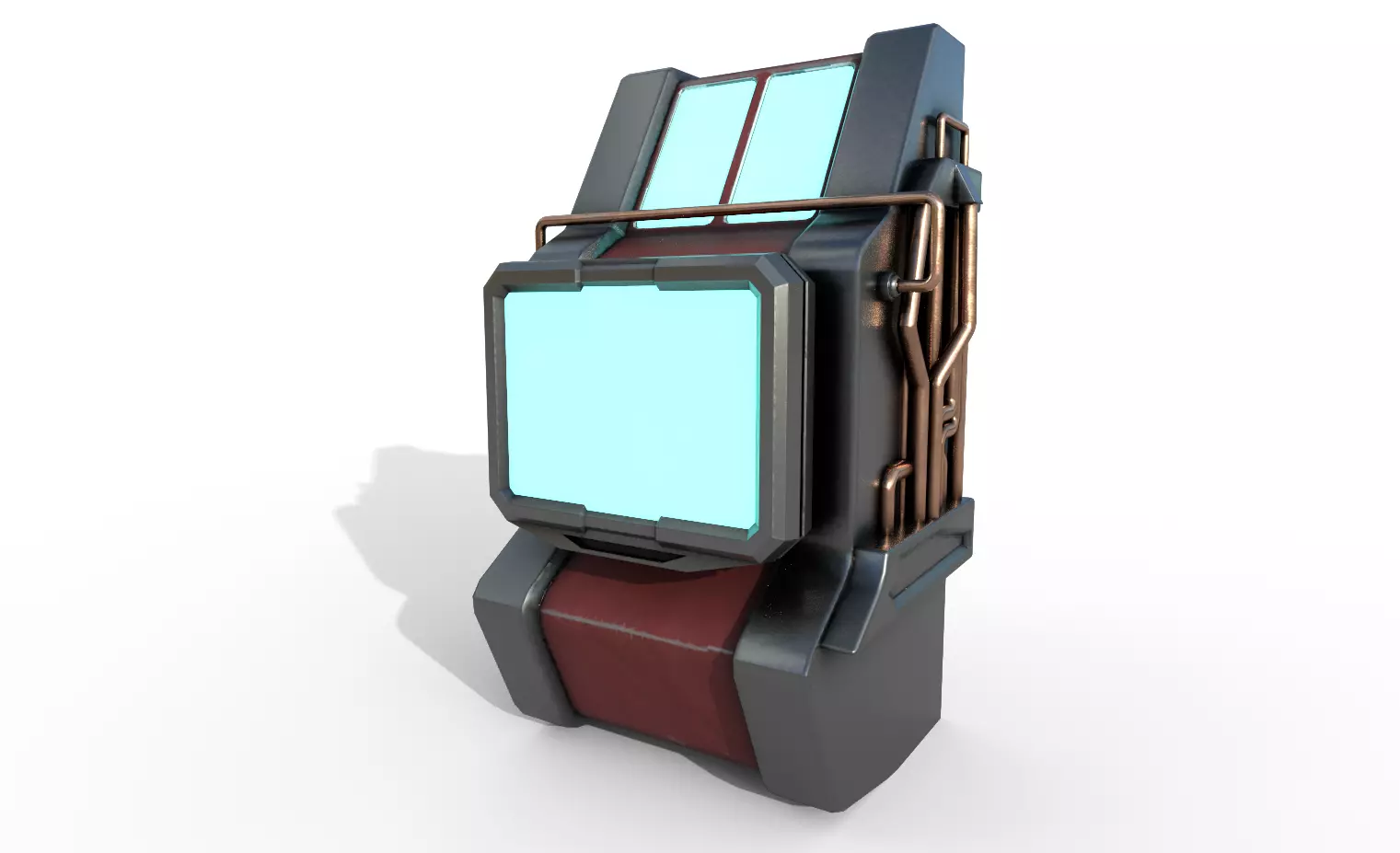 Sci fi Computer Terminal - Space Bunker Low-poly 3D model_0
