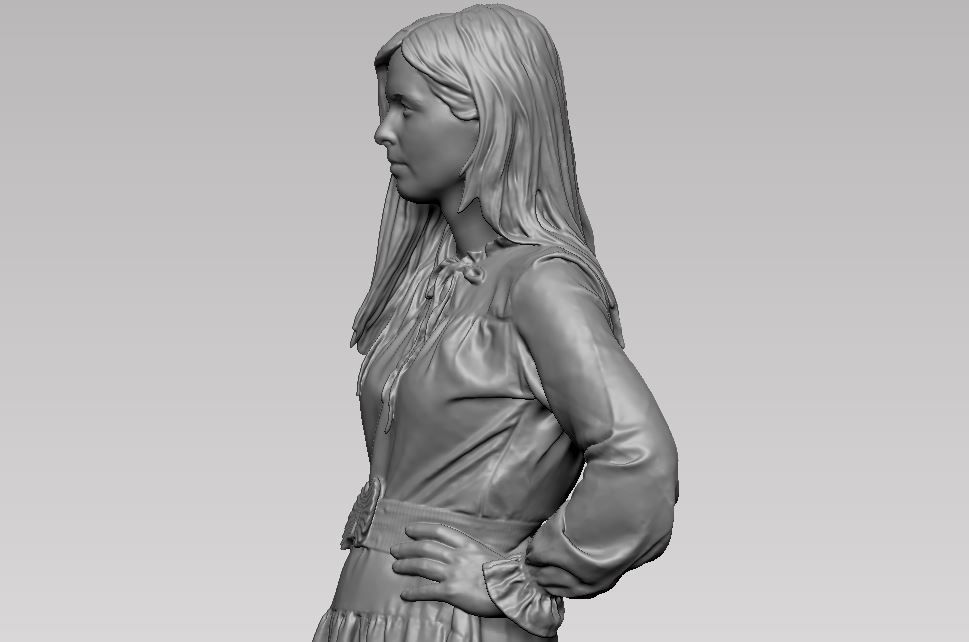 young girl in dress and high heels with a handbag 3D print model_14