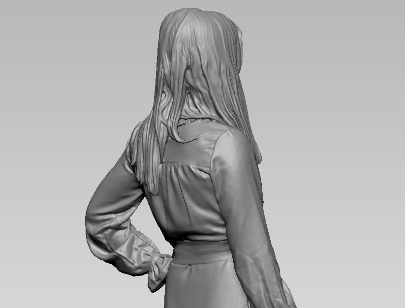 young girl in dress and high heels with a handbag 3D print model_56