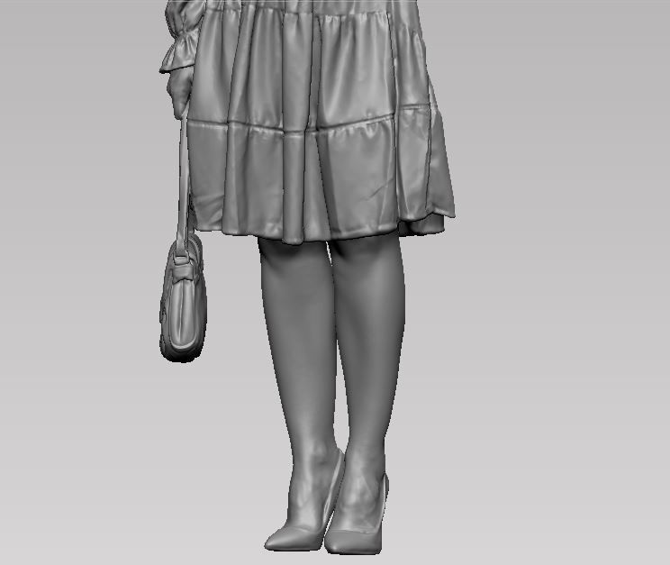 young girl in dress and high heels with a handbag 3D print model_60
