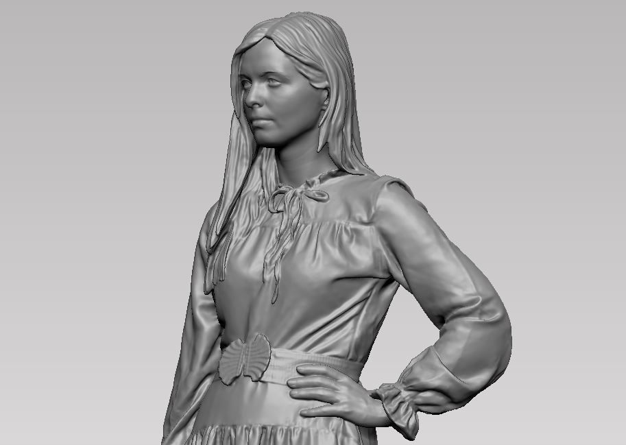 young girl in dress and high heels with a handbag 3D print model_61