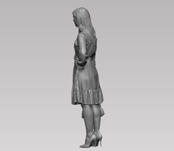 young girl in dress and high heels with a handbag 3D print model_23