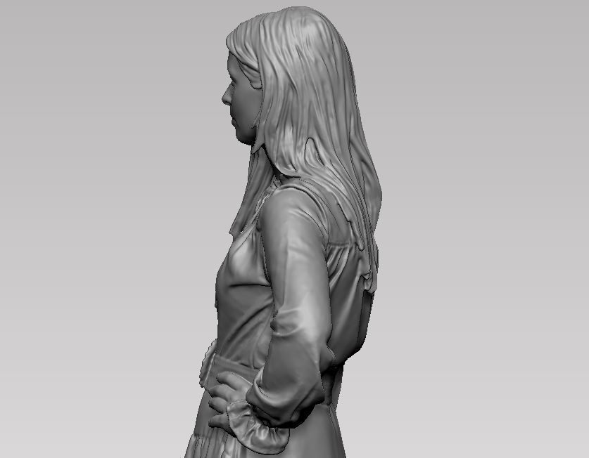 young girl in dress and high heels with a handbag 3D print model_16