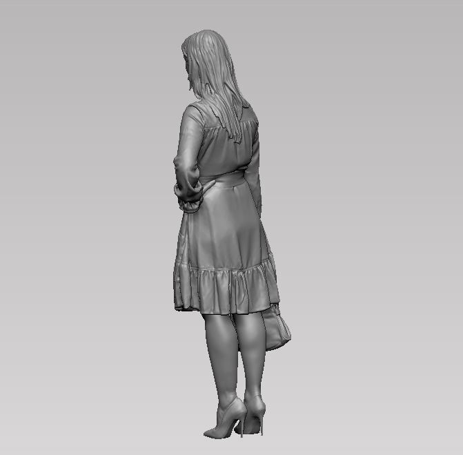 young girl in dress and high heels with a handbag 3D print model_24