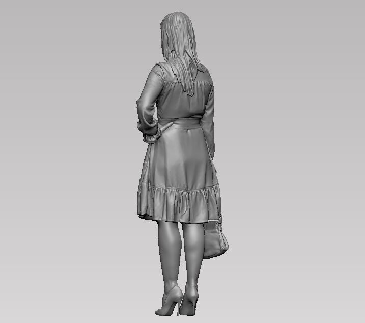 young girl in dress and high heels with a handbag 3D print model_25