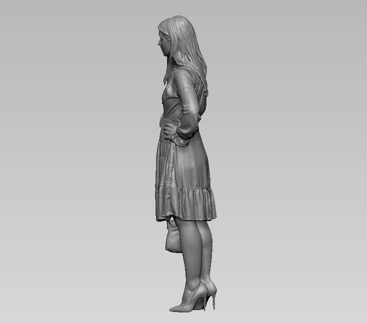 young girl in dress and high heels with a handbag 3D print model_22