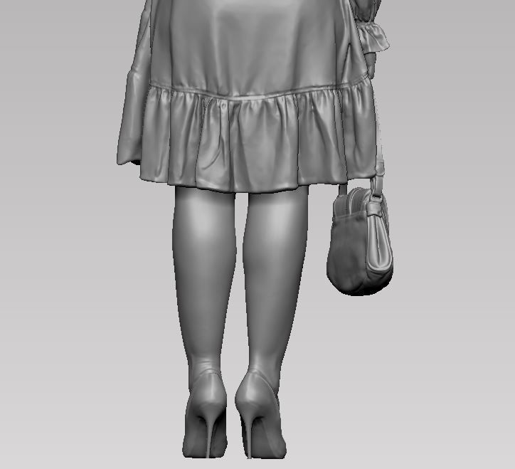young girl in dress and high heels with a handbag 3D print model_57