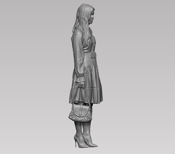 young girl in dress and high heels with a handbag 3D print model_36