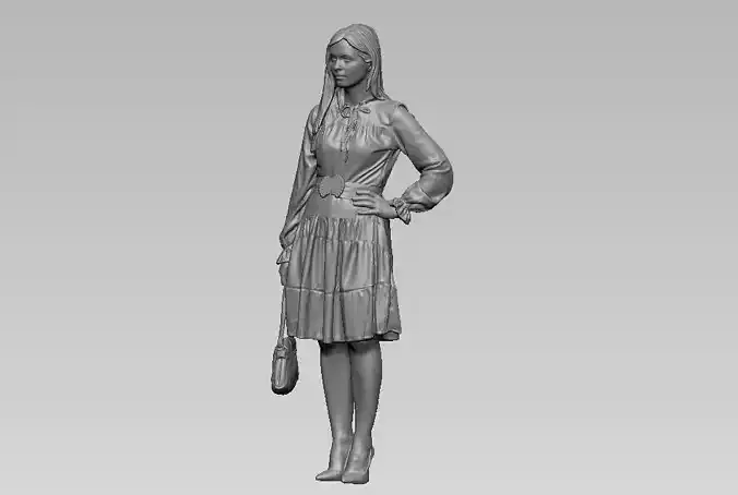 young girl in dress and high heels with a handbag