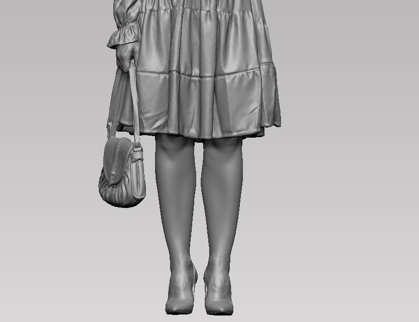 young girl in dress and high heels with a handbag 3D print model_62