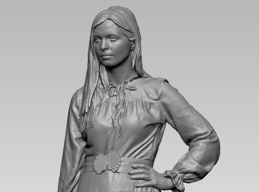 young girl in dress and high heels with a handbag 3D print model_2