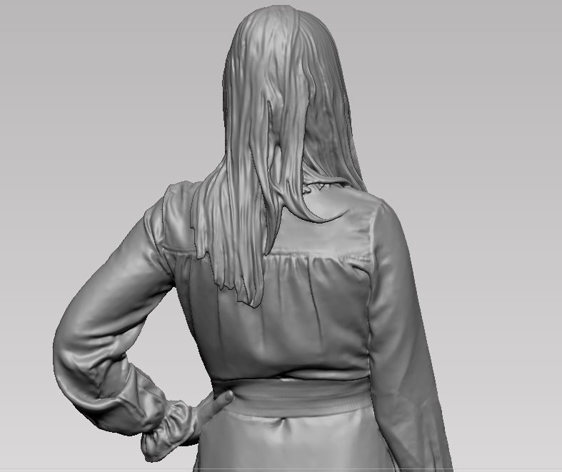 young girl in dress and high heels with a handbag 3D print model_54