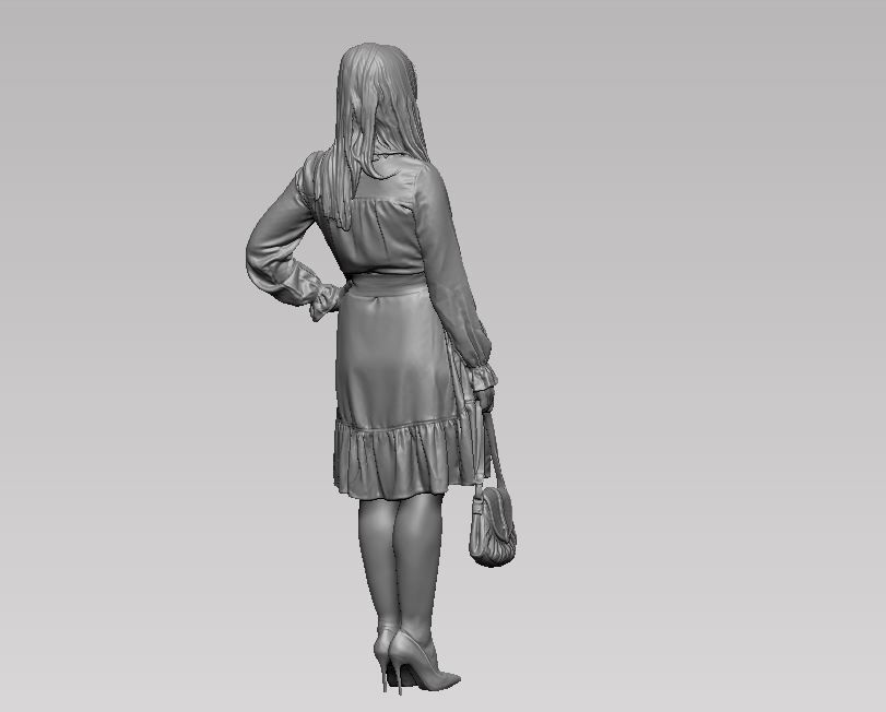 young girl in dress and high heels with a handbag 3D print model_29