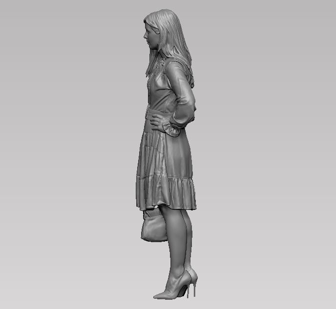 young girl in dress and high heels with a handbag 3D print model_21