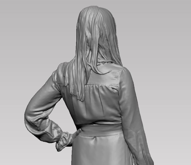 young girl in dress and high heels with a handbag 3D print model_55