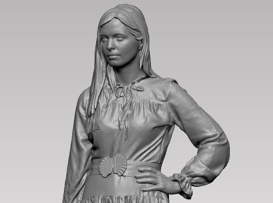 young girl in dress and high heels with a handbag 3D print model_9