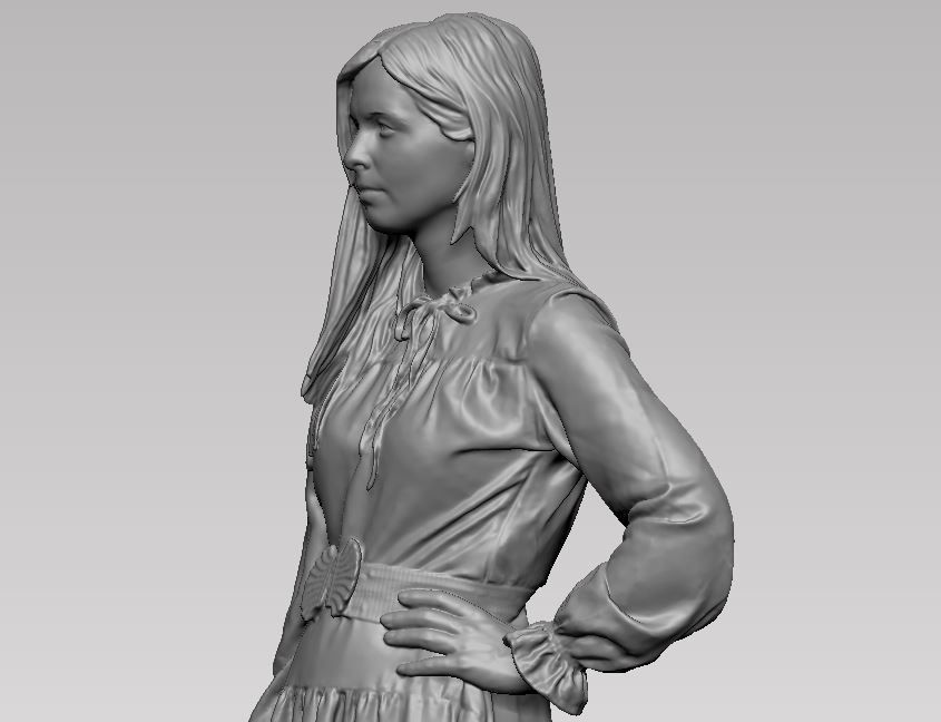 young girl in dress and high heels with a handbag 3D print model_13